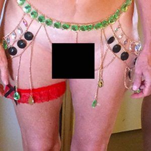 Metal Chain and Gemstones Skirt